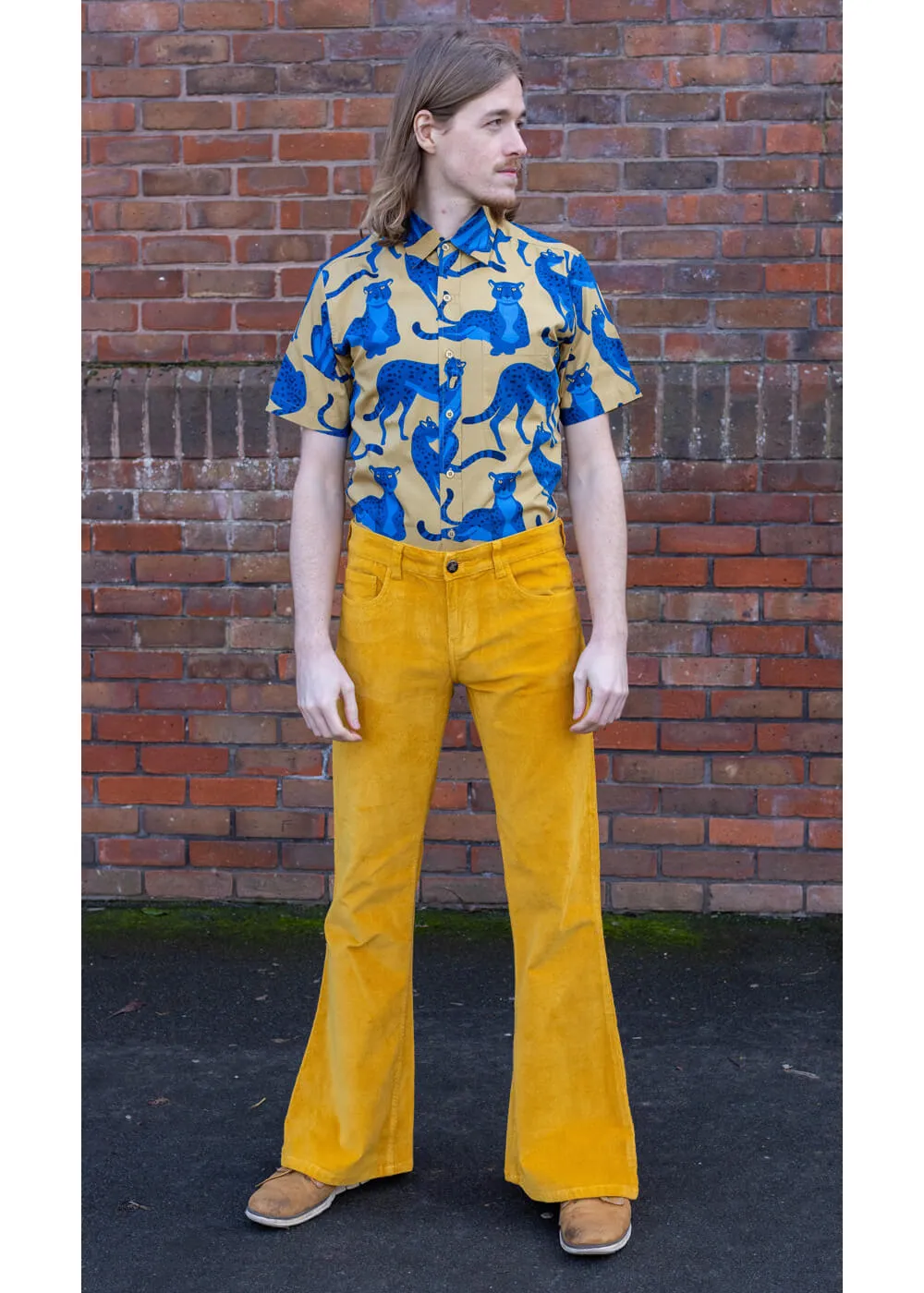 Men's Corduroy Flare Pants - Mustard Gold | Run & Fly