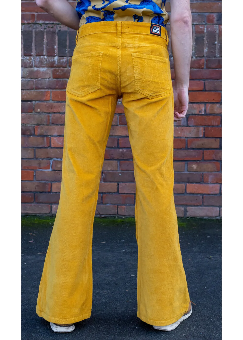 Men's Corduroy Flare Pants - Mustard Gold | Run & Fly