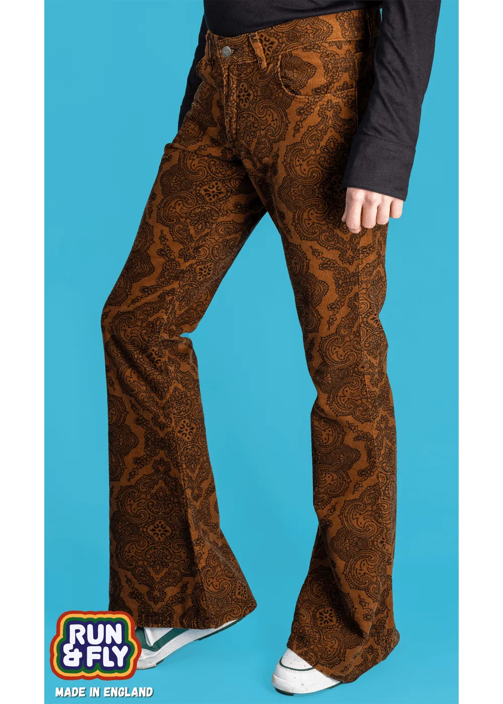 Men's Hendrix Corduroy 70's Flare Pants - Tobacco Brown | Run & Fly