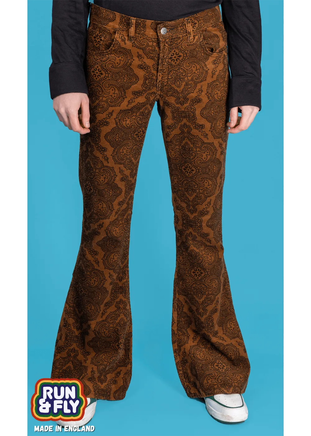 Men's Hendrix Corduroy 70's Flare Pants - Tobacco Brown | Run & Fly