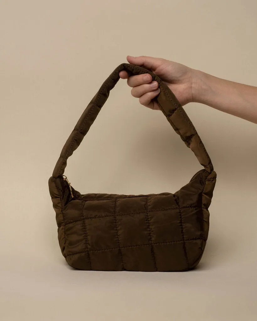 Mini Puffer Shoulder Bag - Chocolate