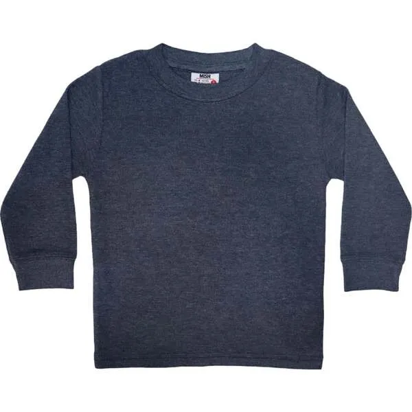 Mish Long Sleeve Distressed Solid Thermal Shirt - Distressed Navy