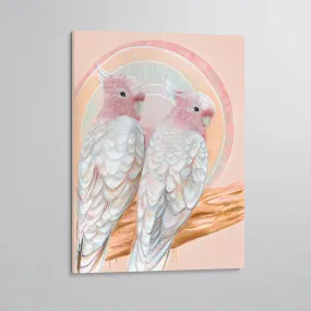 ‘Mitchell and Maude’ Pink Cockatoo pair canvas print