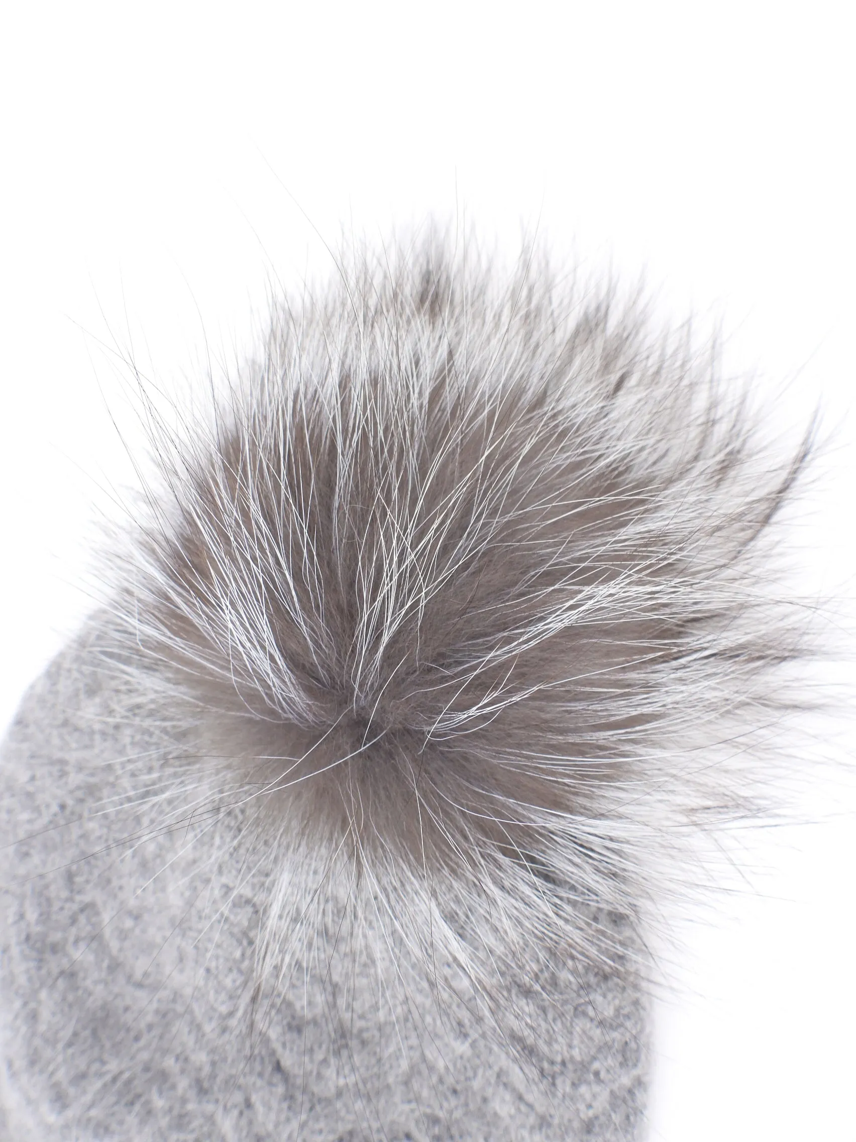 Moncler Gray Knit Fur Pom Pom Hat