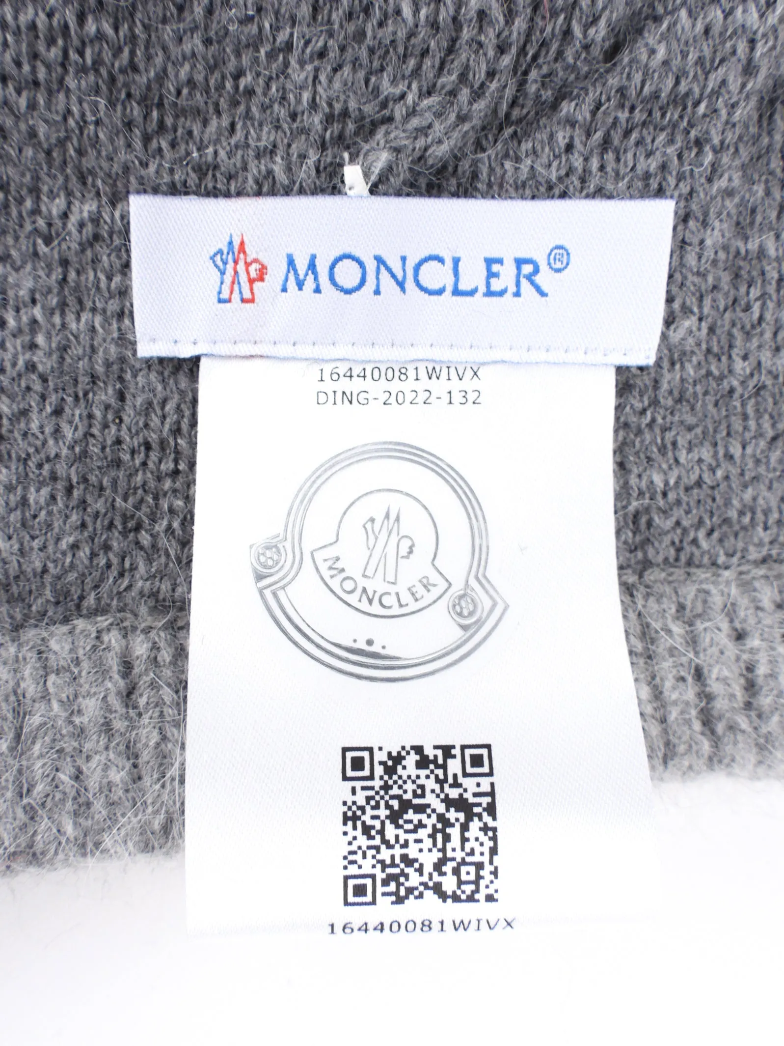 Moncler Gray Knit Fur Pom Pom Hat