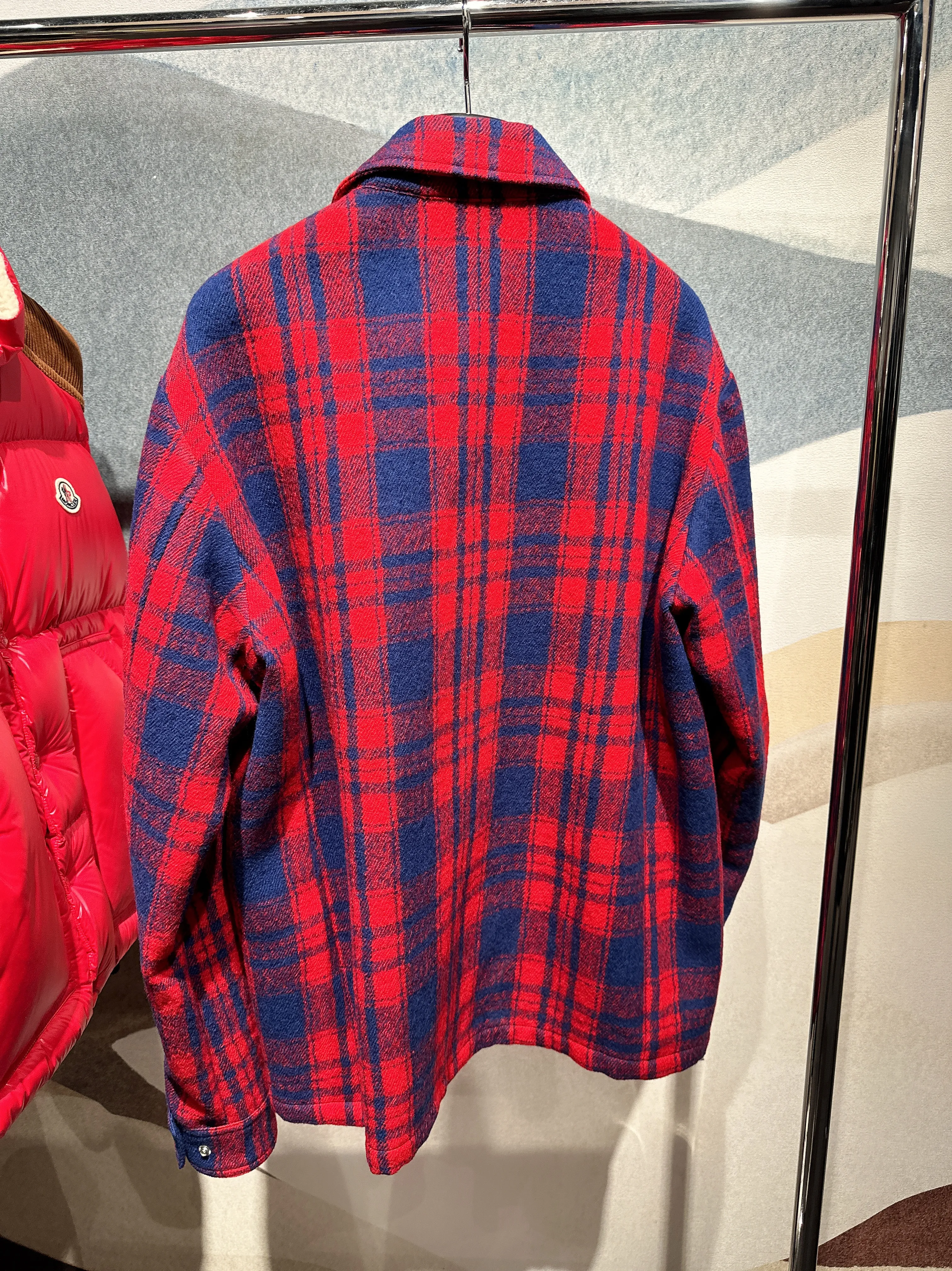 Moncler red plaid wool shirt - I20912F000055976MF47.