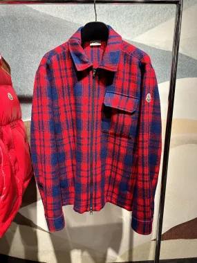 Moncler red plaid wool shirt - I20912F000055976MF47.