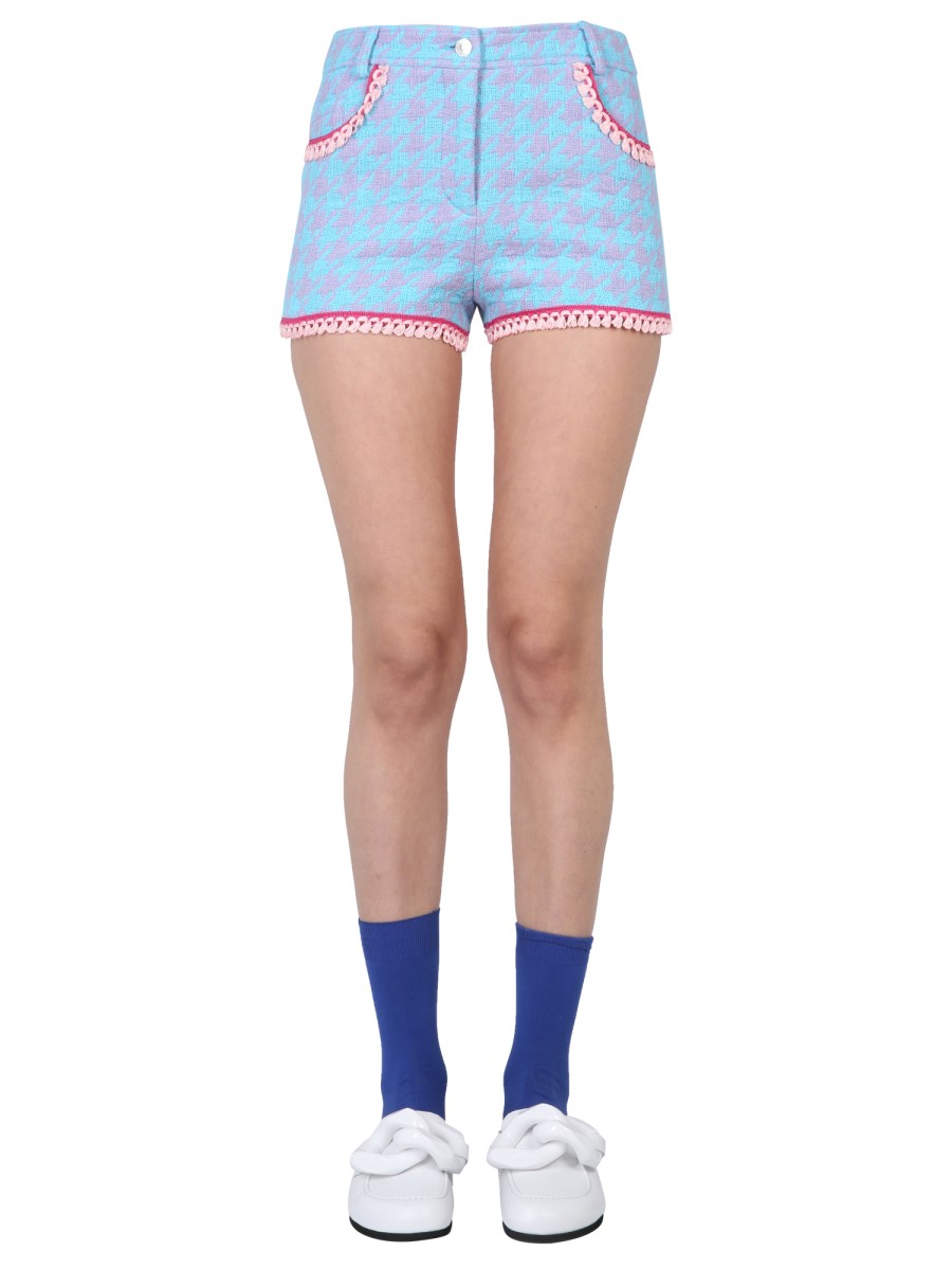 MOSCHINO    COTTON AND NYLON HOUNDSTOOTH SHORTS