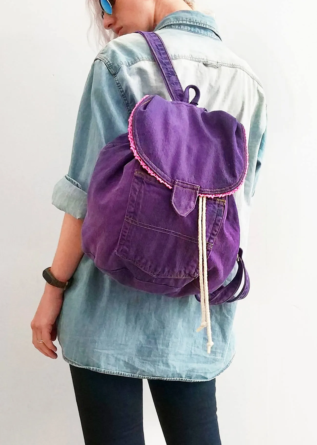 My purple denim backpack jeans bag