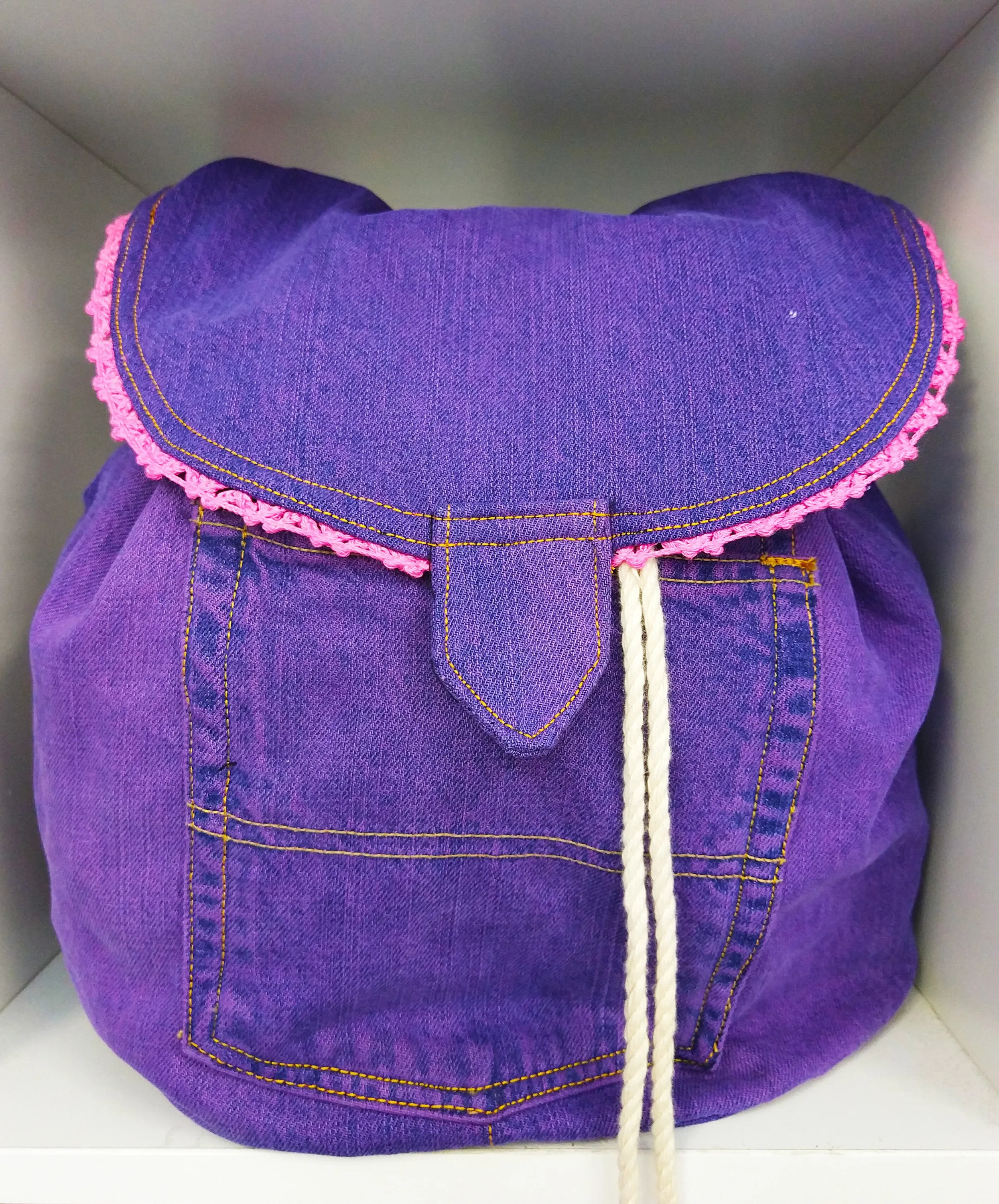 My purple denim backpack jeans bag