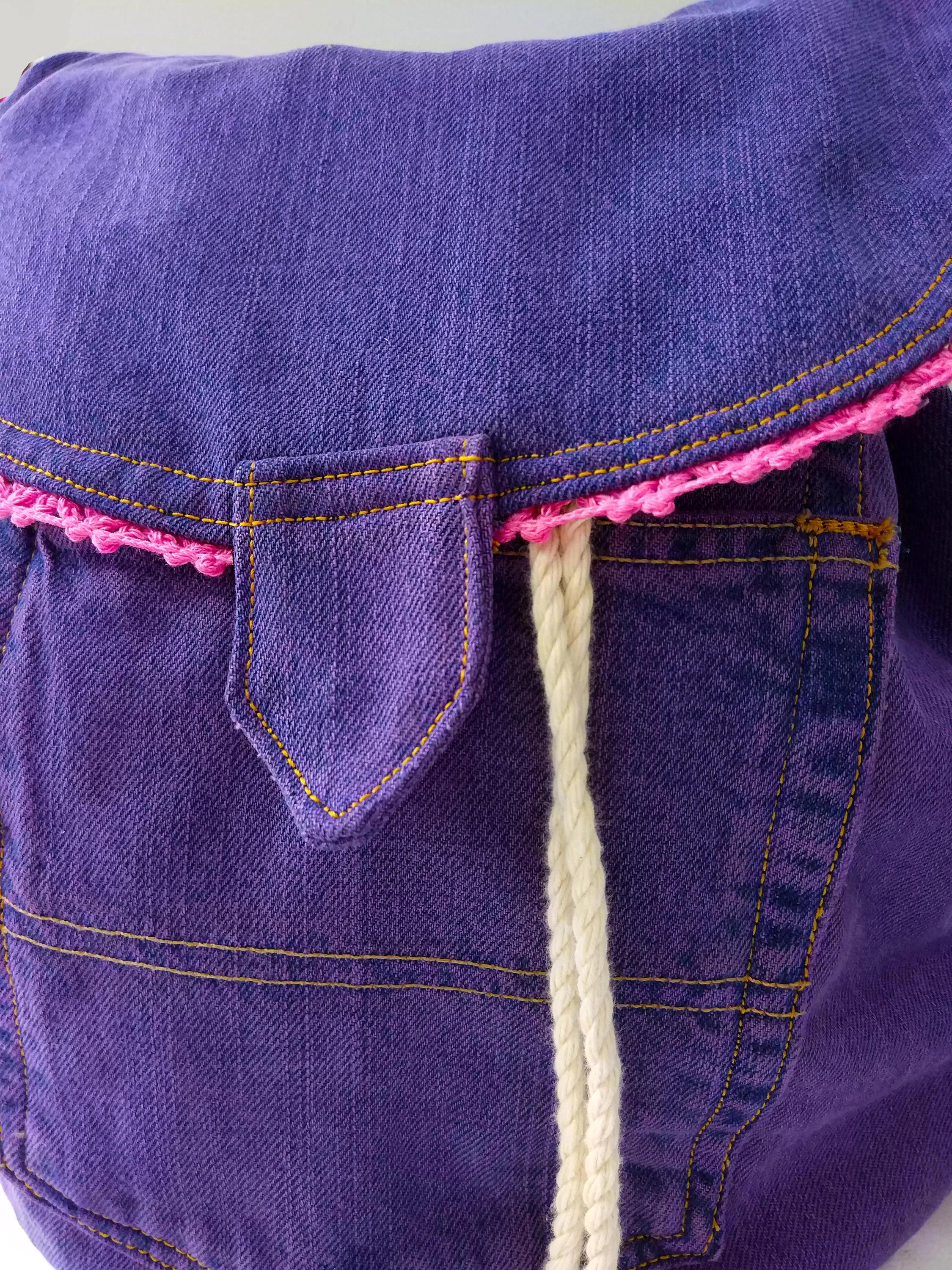 My purple denim backpack jeans bag