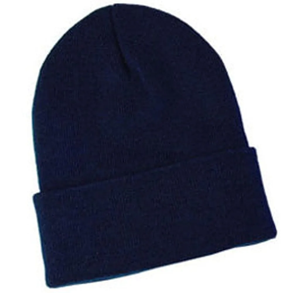 Navy Blue Knit Beanie Hat