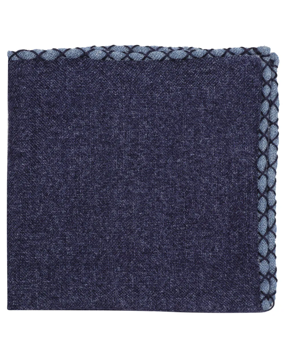 Navy Blue Wool Garza Pocket Square