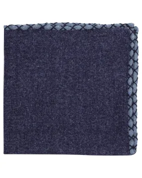 Navy Blue Wool Garza Pocket Square