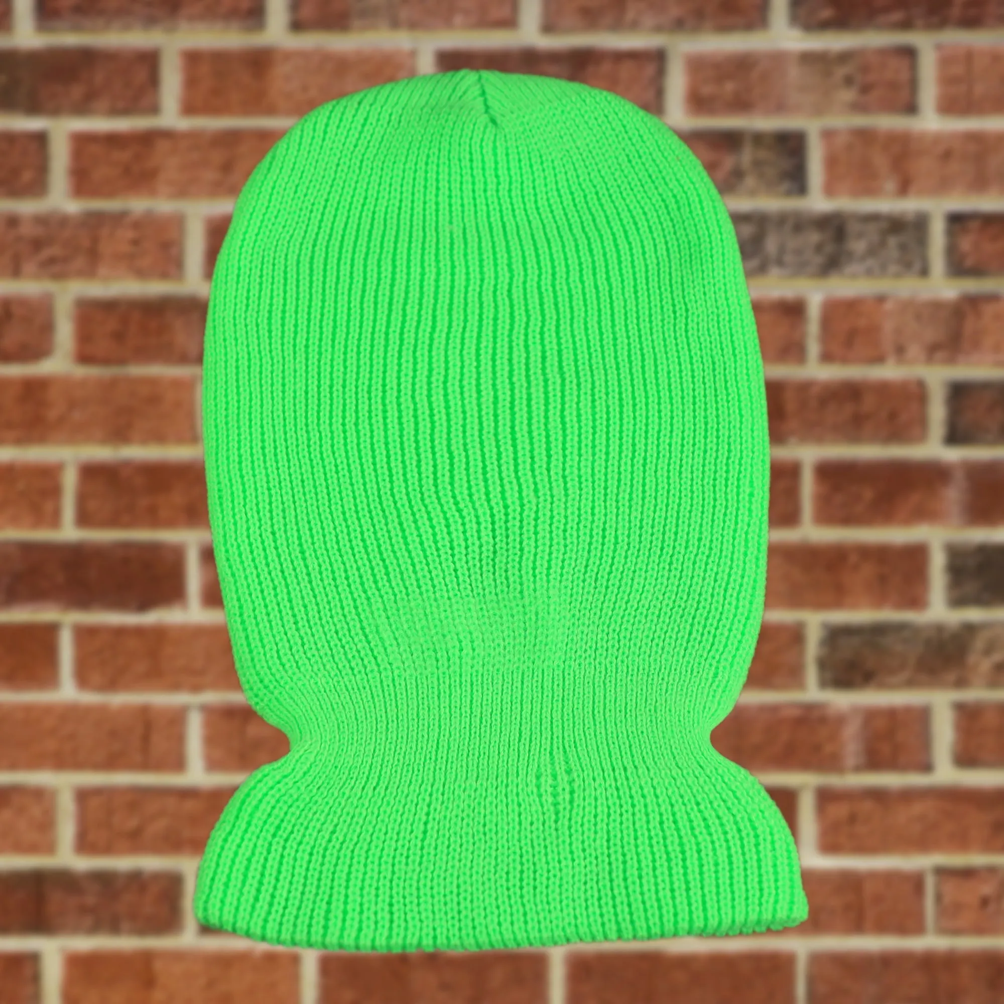 Neon Green Ski Mask with 3 Holes - Knit Fabric