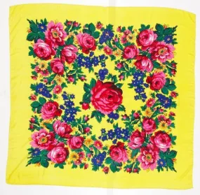 Neon Yellow Floral Dance Scarf