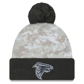 New Era  Atlanta Falcons White/Graphite 2024 Salute To Service Digital Camo Cuffed Knit Hat with Pom