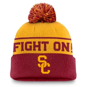 Nike USC Trojans Gold/Cardinal Local Peak Cuffed Knit Hat with Pom