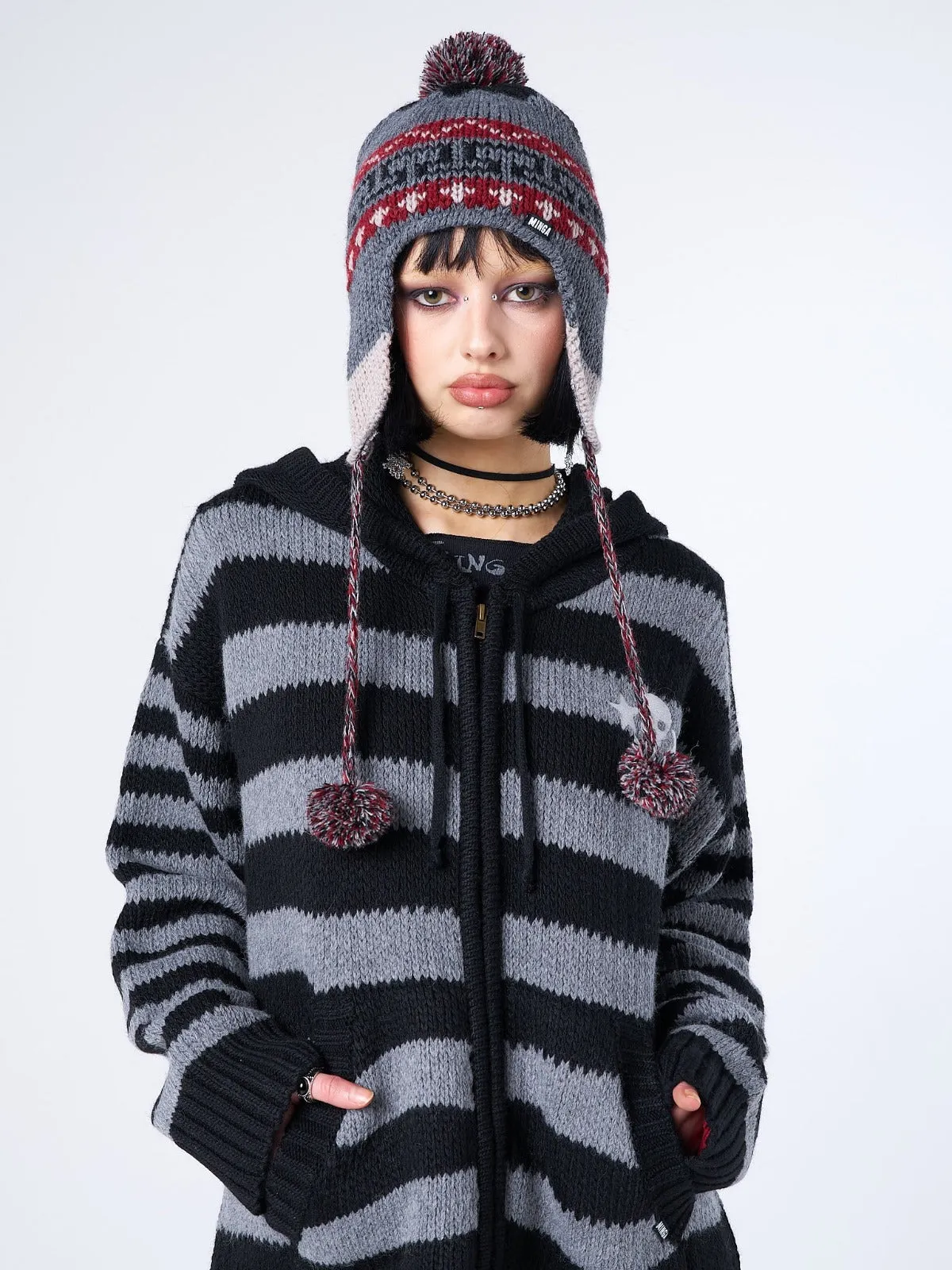 Noah Knit Hat with Patterned Tie