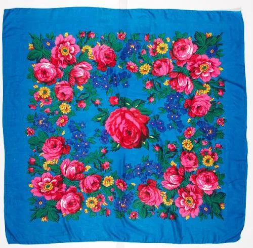 Non-Metallic Turquoise Floral Dance Scarf