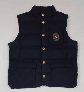 Nwt Polo Ralph Lauren Navy Crest Wool Down Vest