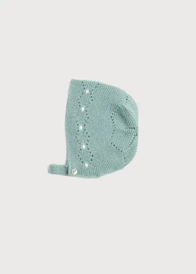 Openwork Green Merino Wool Bonnet for Babies (0-12 months)