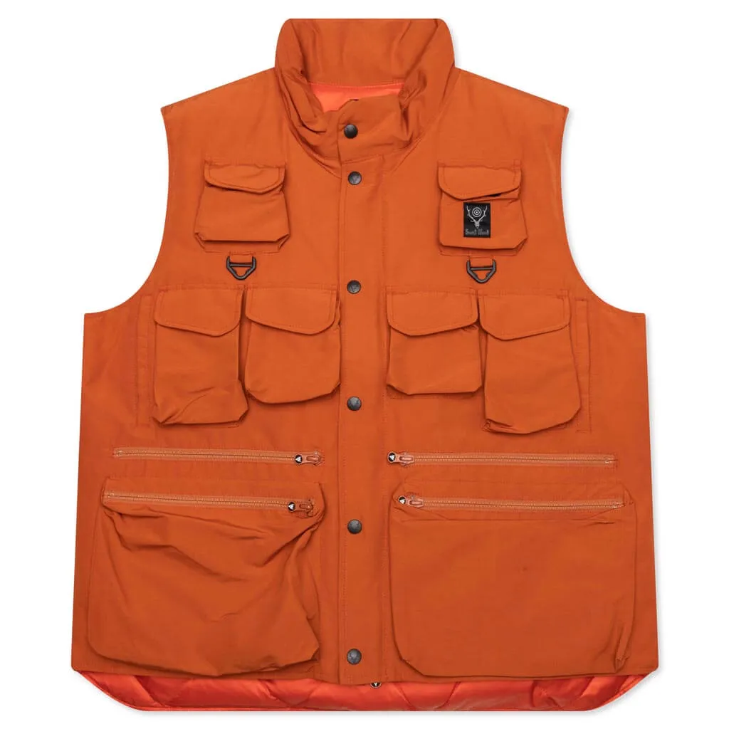 Orange Zipped Vest with Multiple Pockets