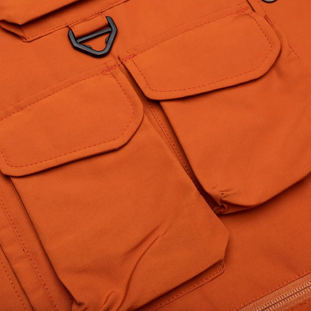 Orange Zipped Vest with Multiple Pockets