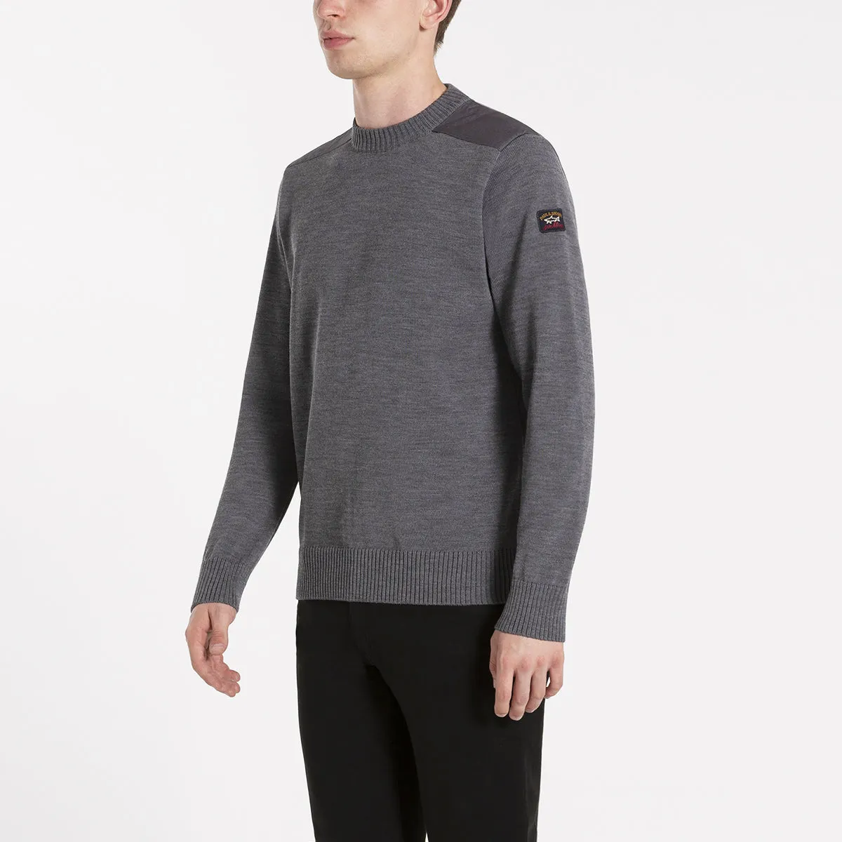 Paul & Shark - Grey Ribbed Crew Neck Jumper