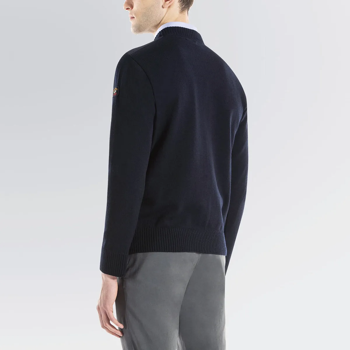 Paul & Shark navy ribbed crew neck jumper