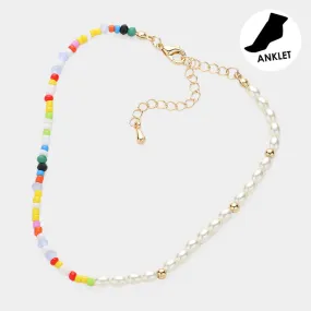 Pearl Beaded Seed Beads Anklet - iLLASPARKZ