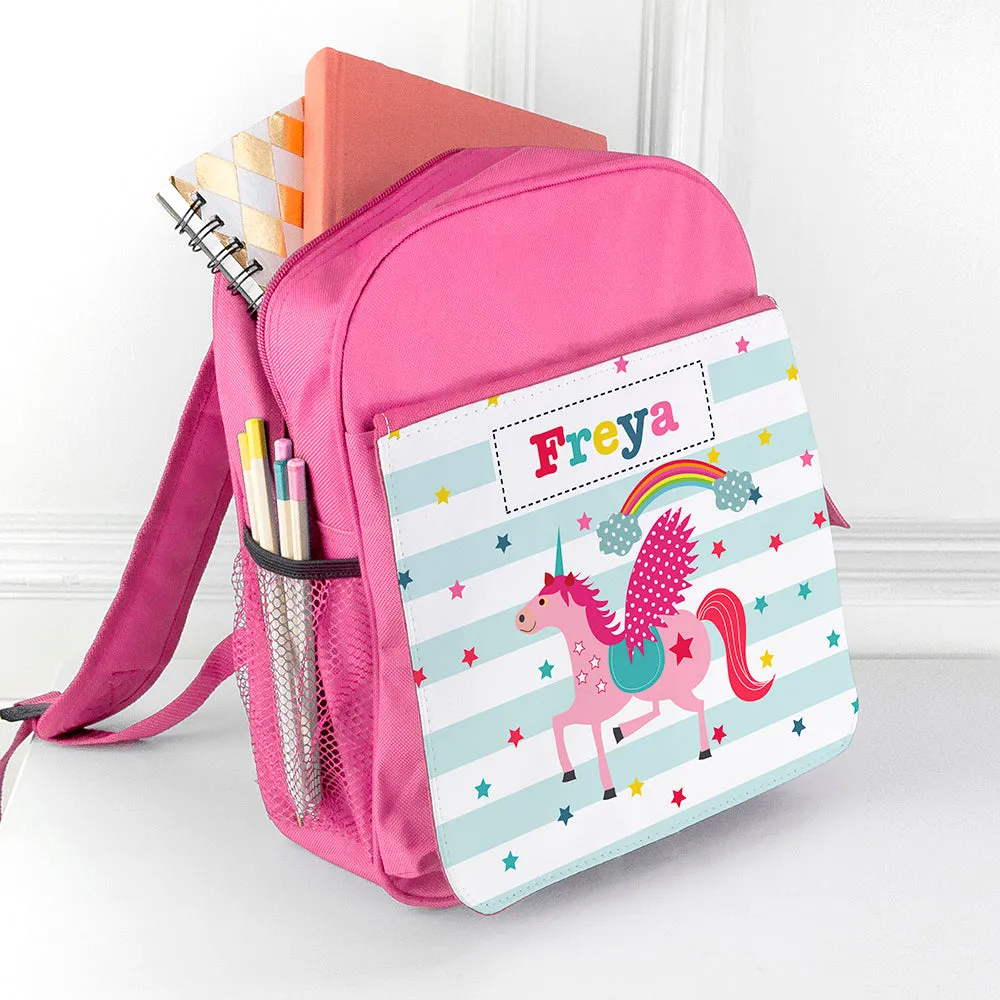 Personalised Girl's Unicorn Mini Rucksack