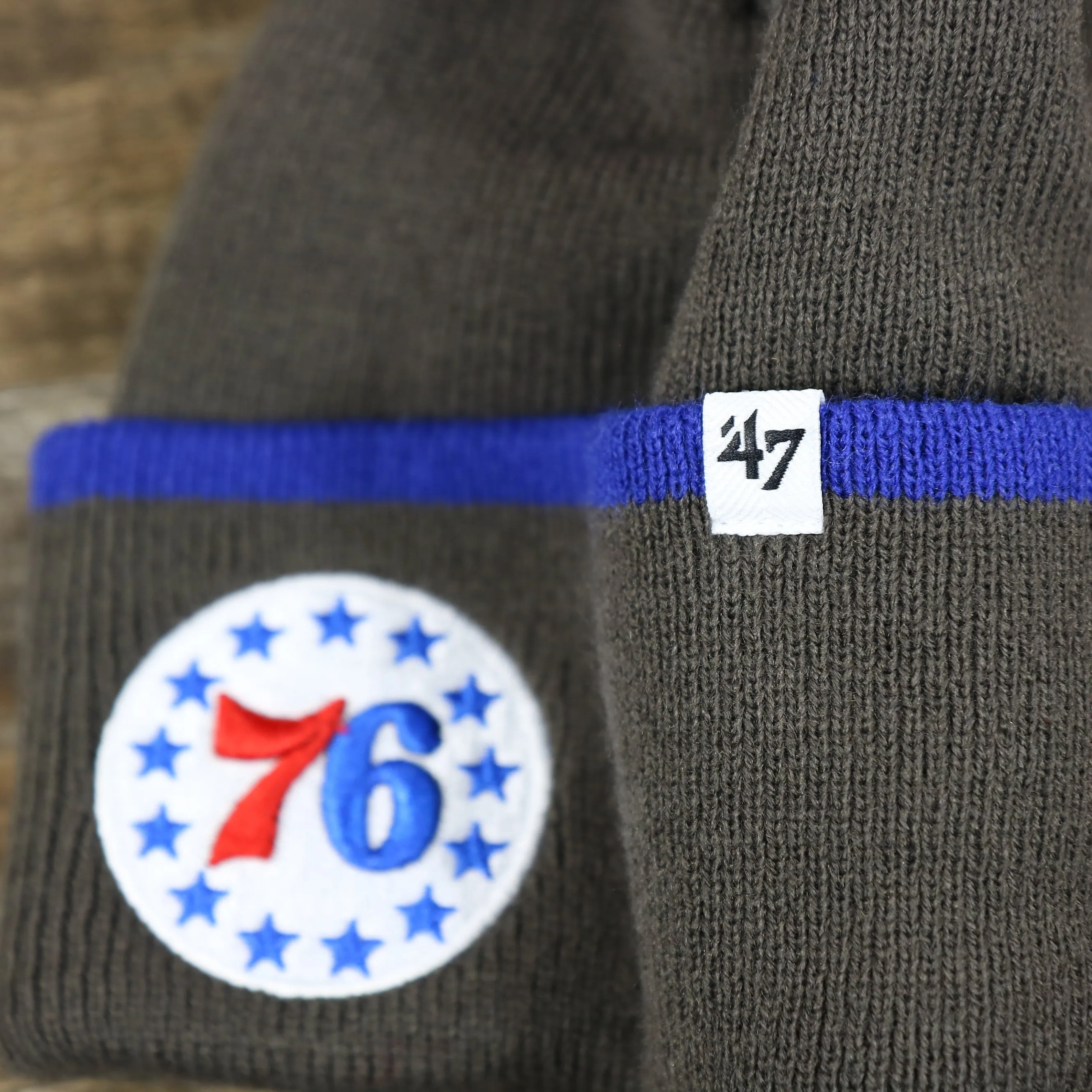 Philadelphia 76ers Winter Beanie | Gray and Royal Blue Beanie