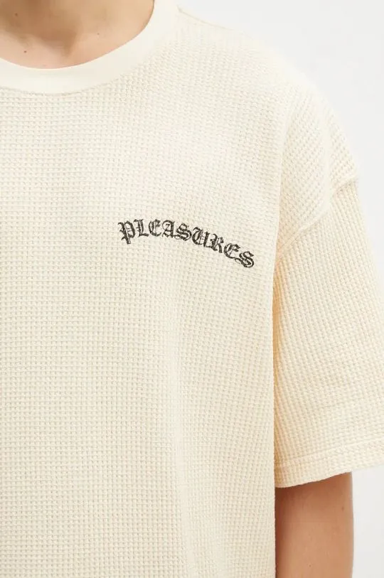 PLEASURES cotton t-shirt Neural Thermal Shirt men’s beige color with a print P24F048