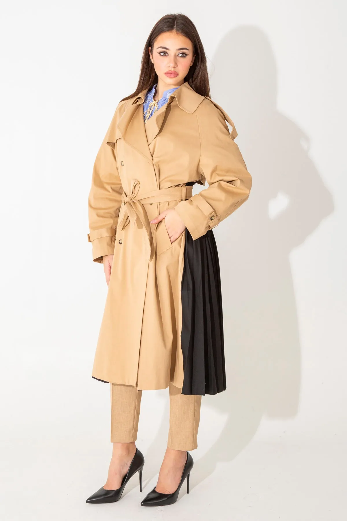 pleated trench coat