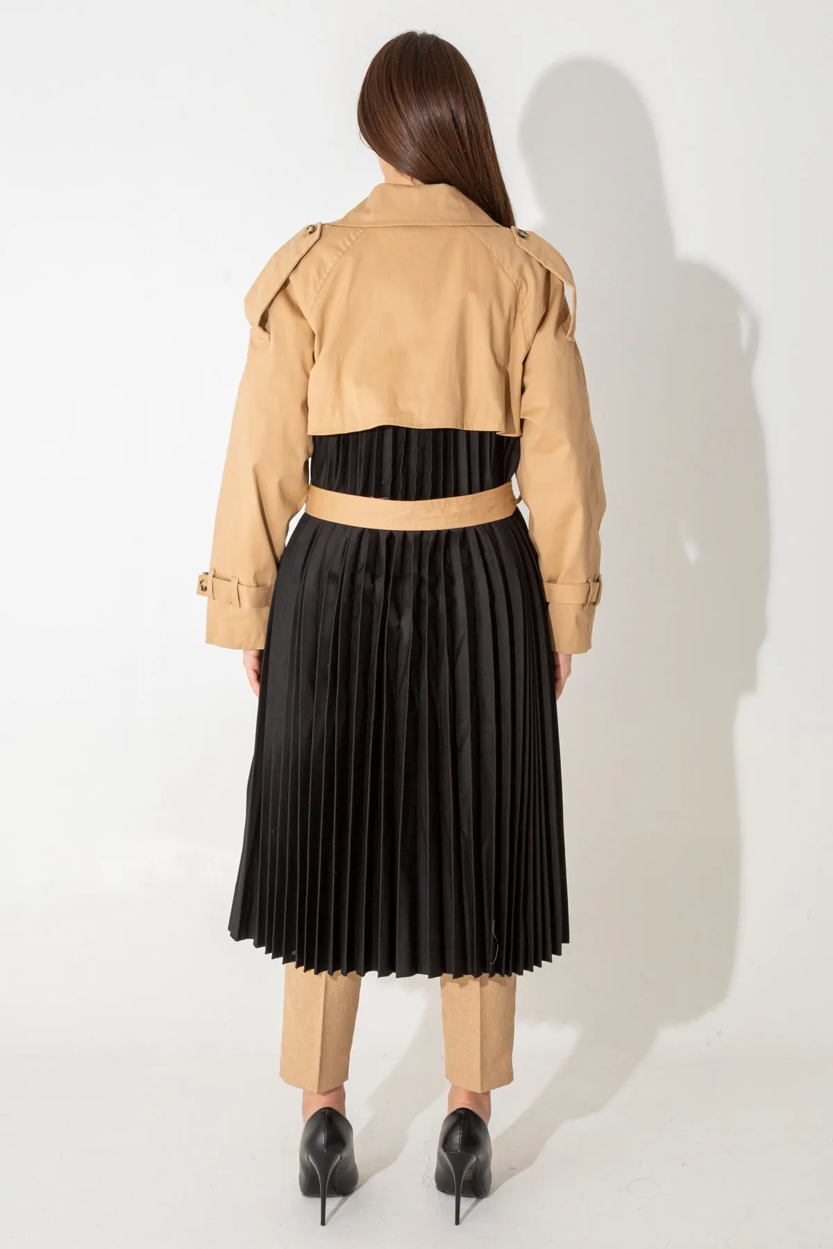 pleated trench coat