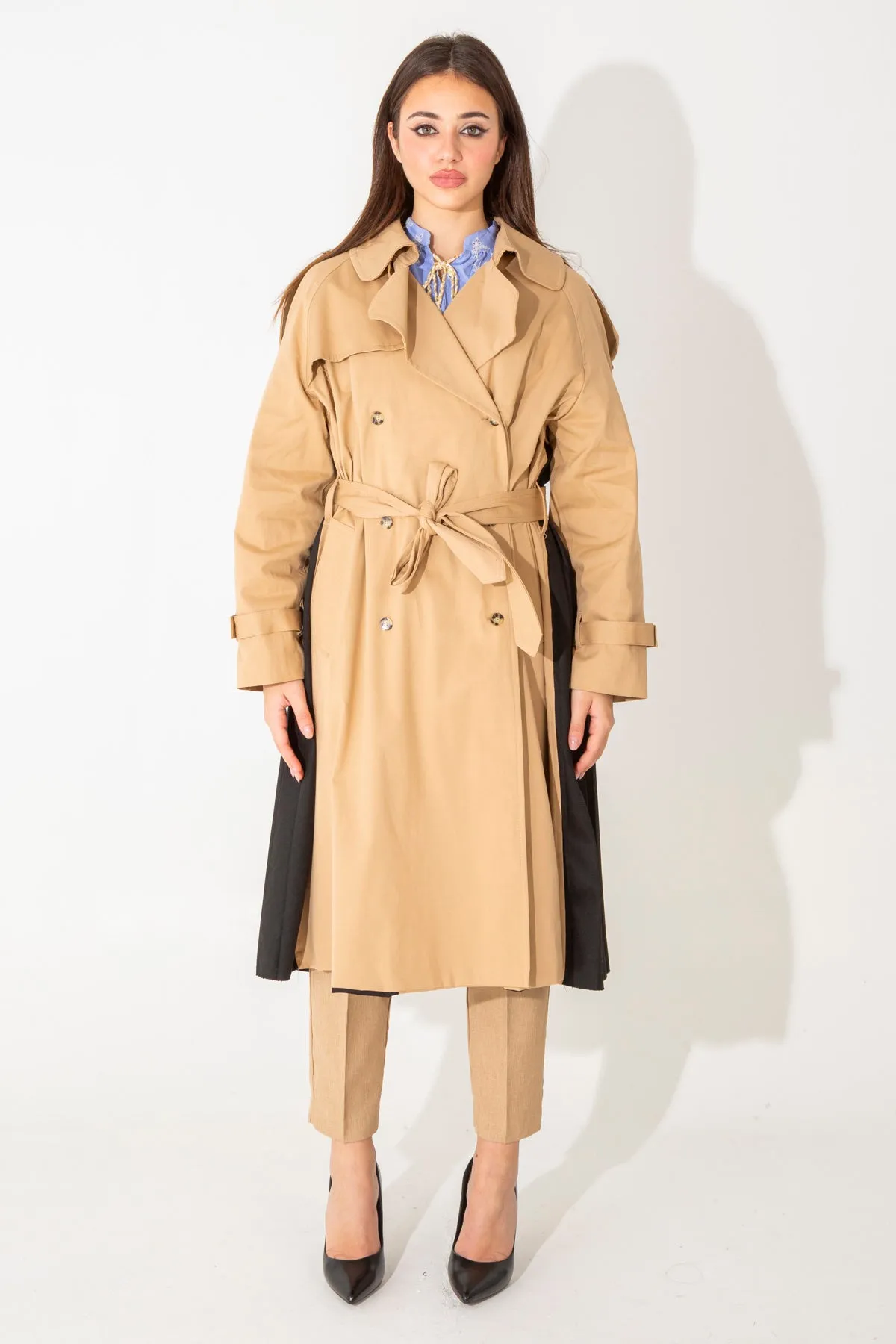 pleated trench coat