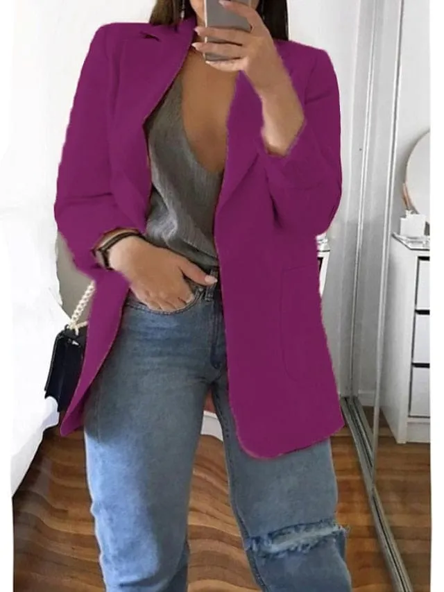 Plus Size Curve Blazer for Fall and Winter, Long Sleeve, Pocket