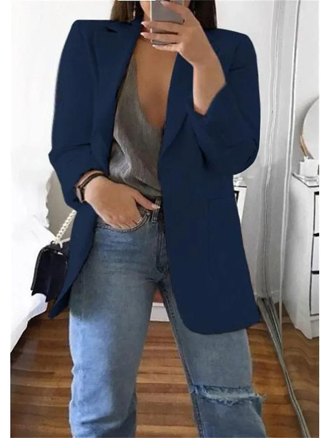 Plus Size Curve Blazer for Fall and Winter, Long Sleeve, Pocket