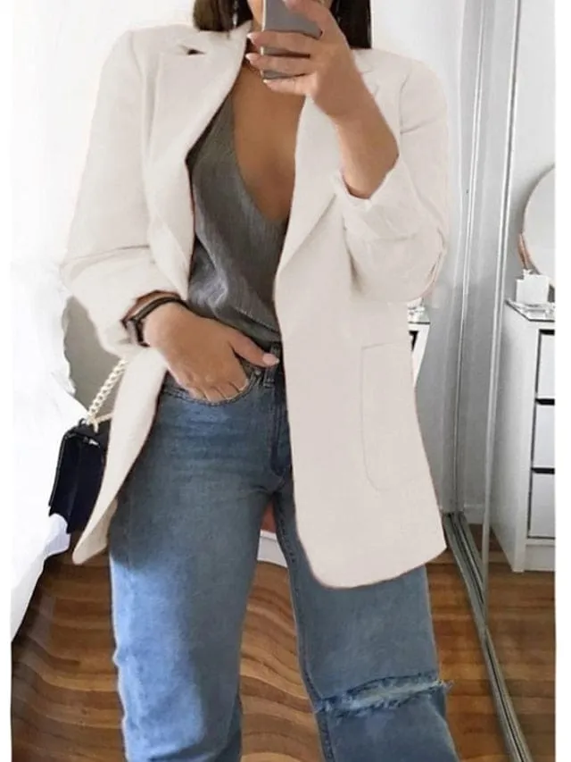 Plus Size Curve Blazer for Fall and Winter, Long Sleeve, Pocket