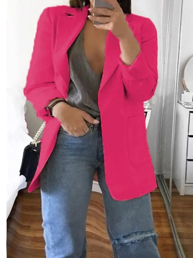 Plus Size Curve Blazer for Fall and Winter, Long Sleeve, Pocket