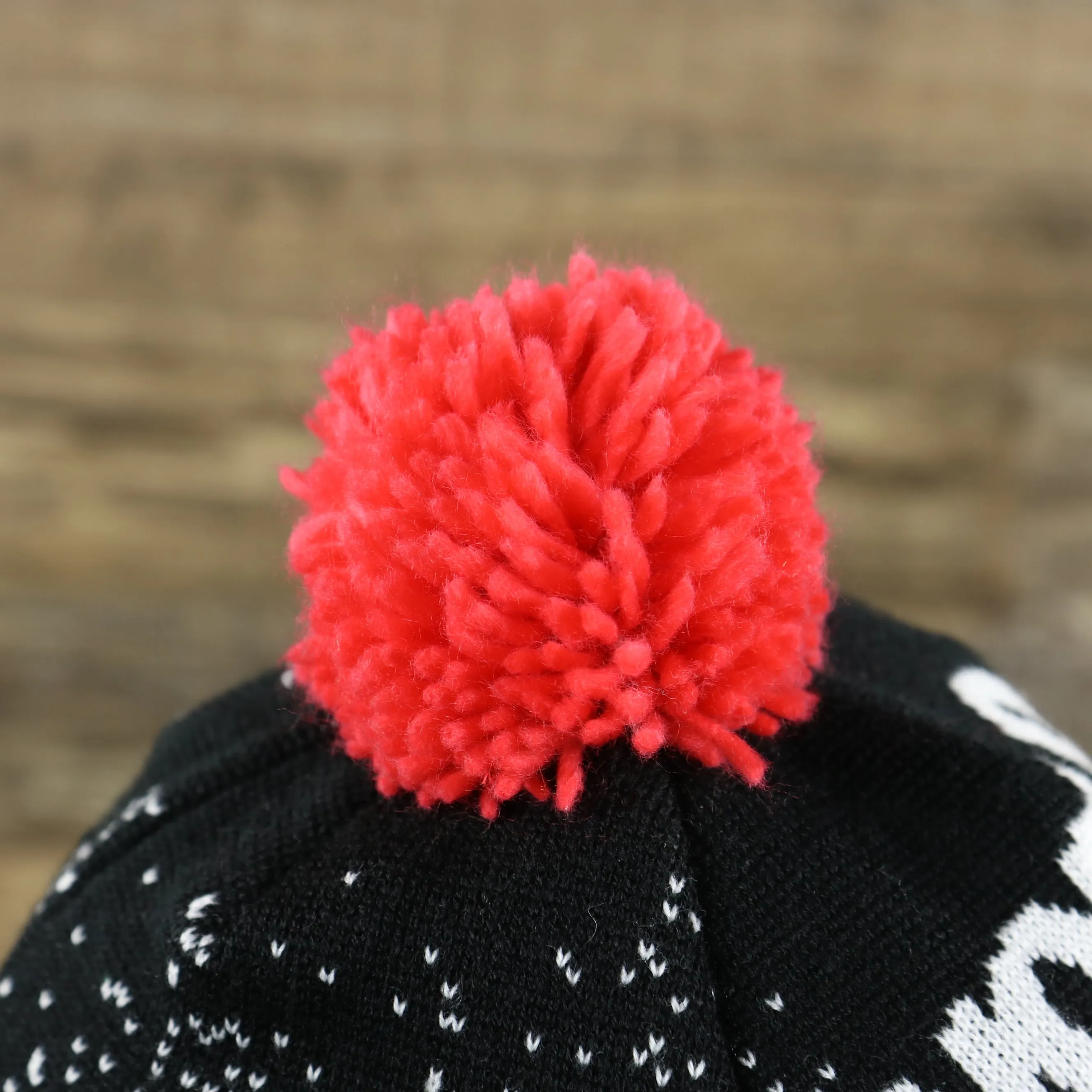 Popular Confetti Print Pom Pom Winter Beanie | Black and Blue Beanie