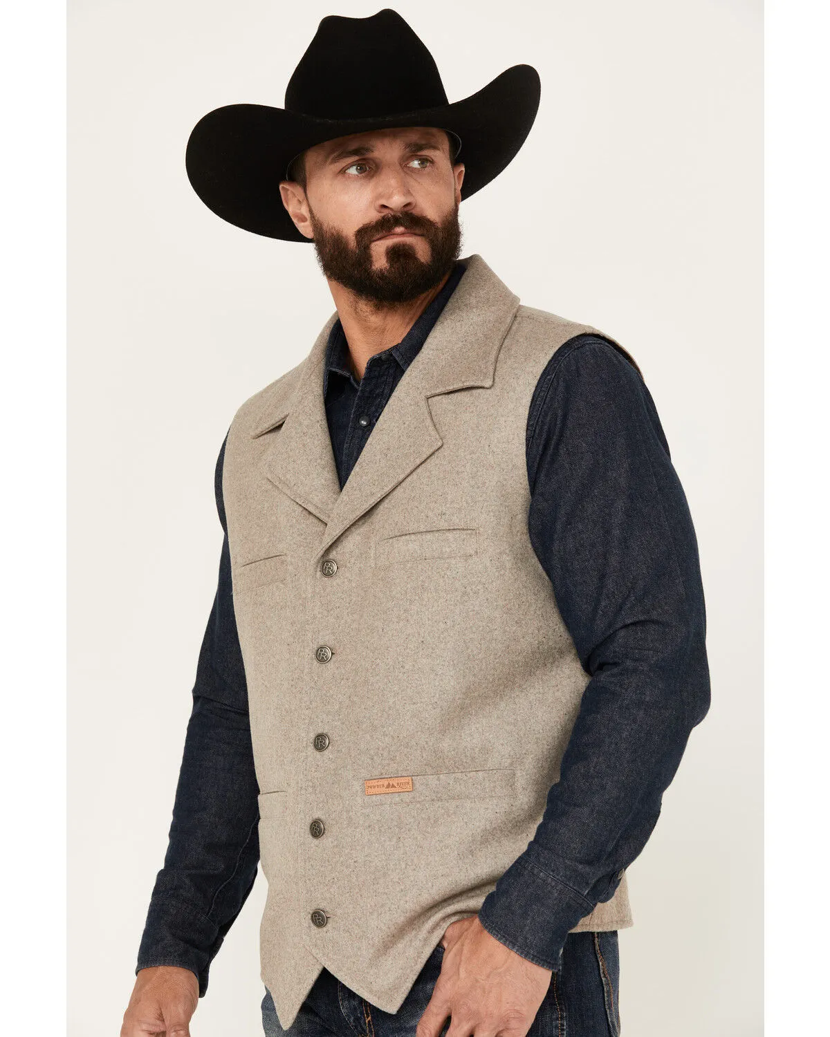 Powder River Outfitters by Panhandle Men's Wool Button-Down Vest