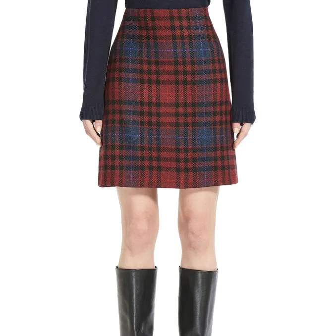 Pure Wool Petali Skirt for Women with Check Pattern