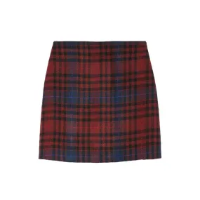 Pure Wool Petali Skirt for Women with Check Pattern