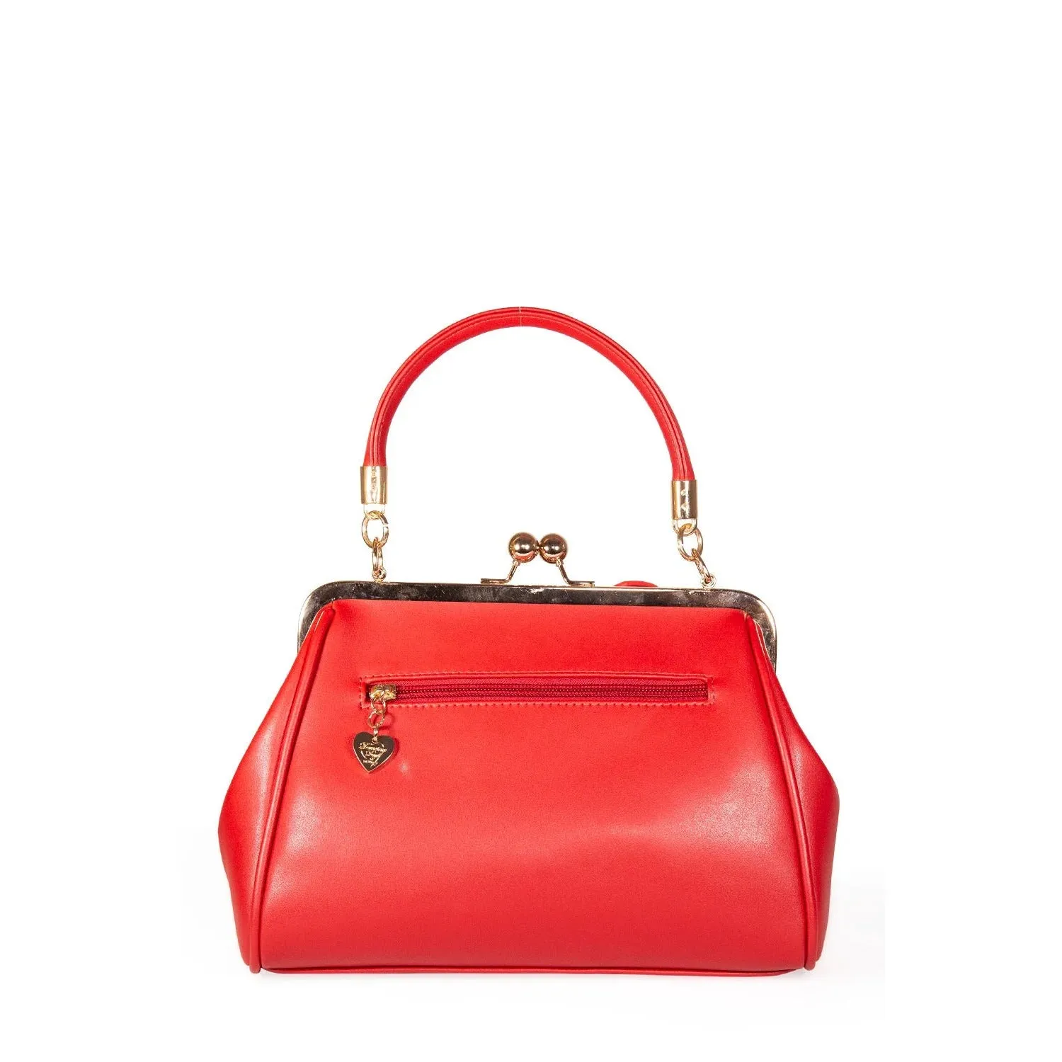 Red Retro Bow Handbag With Shoulder Strap