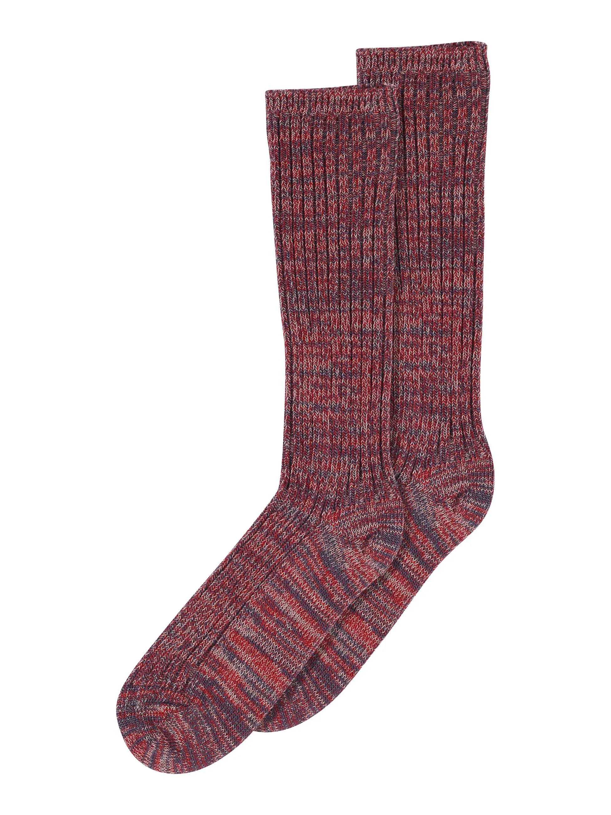 Red Ribbed Marl Socks