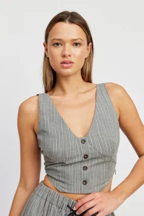 Results: Stylish V-Neck Button-Down Vest Top