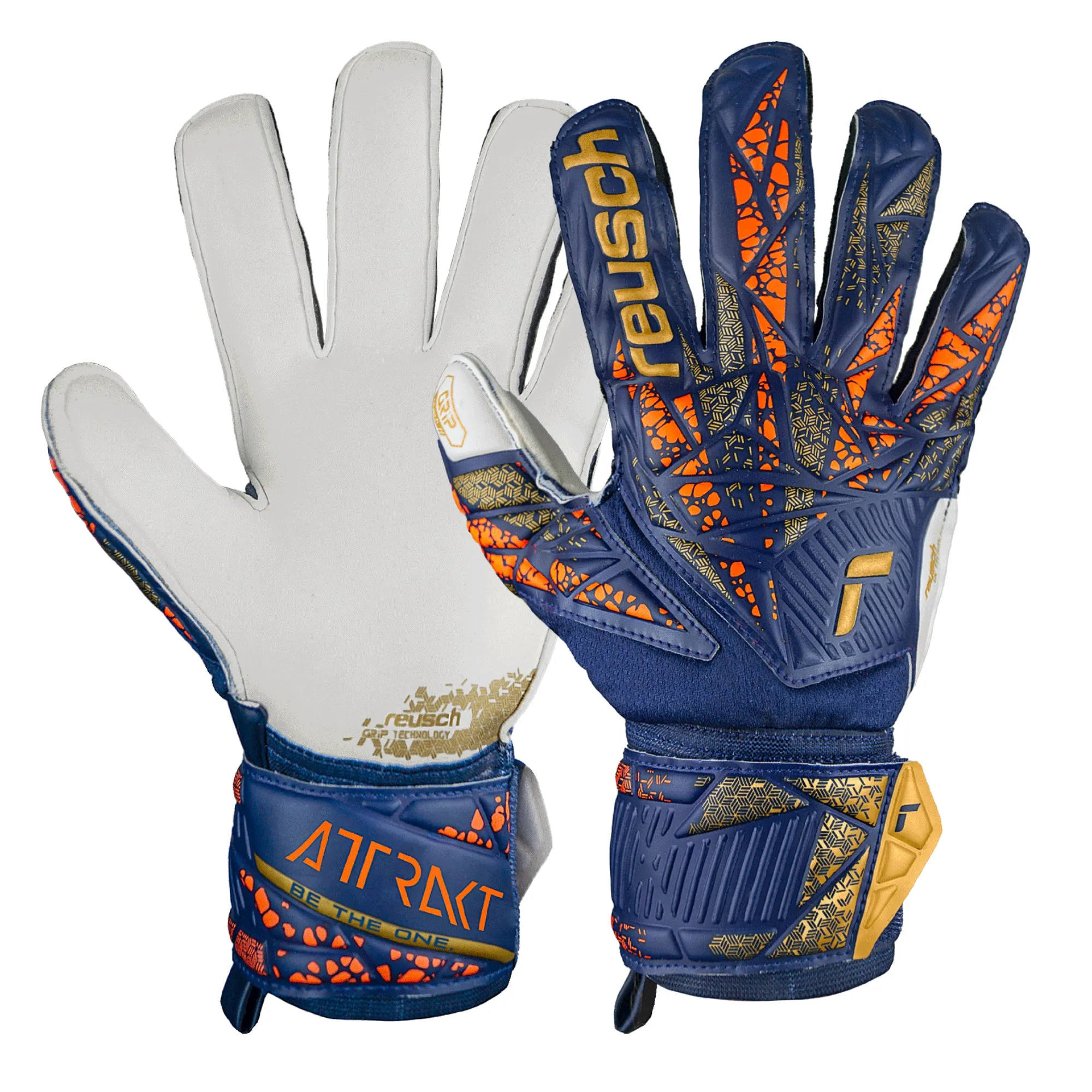 Reusch Blue/Gold Premium Attrakt Grip Goalkeeper Gloves