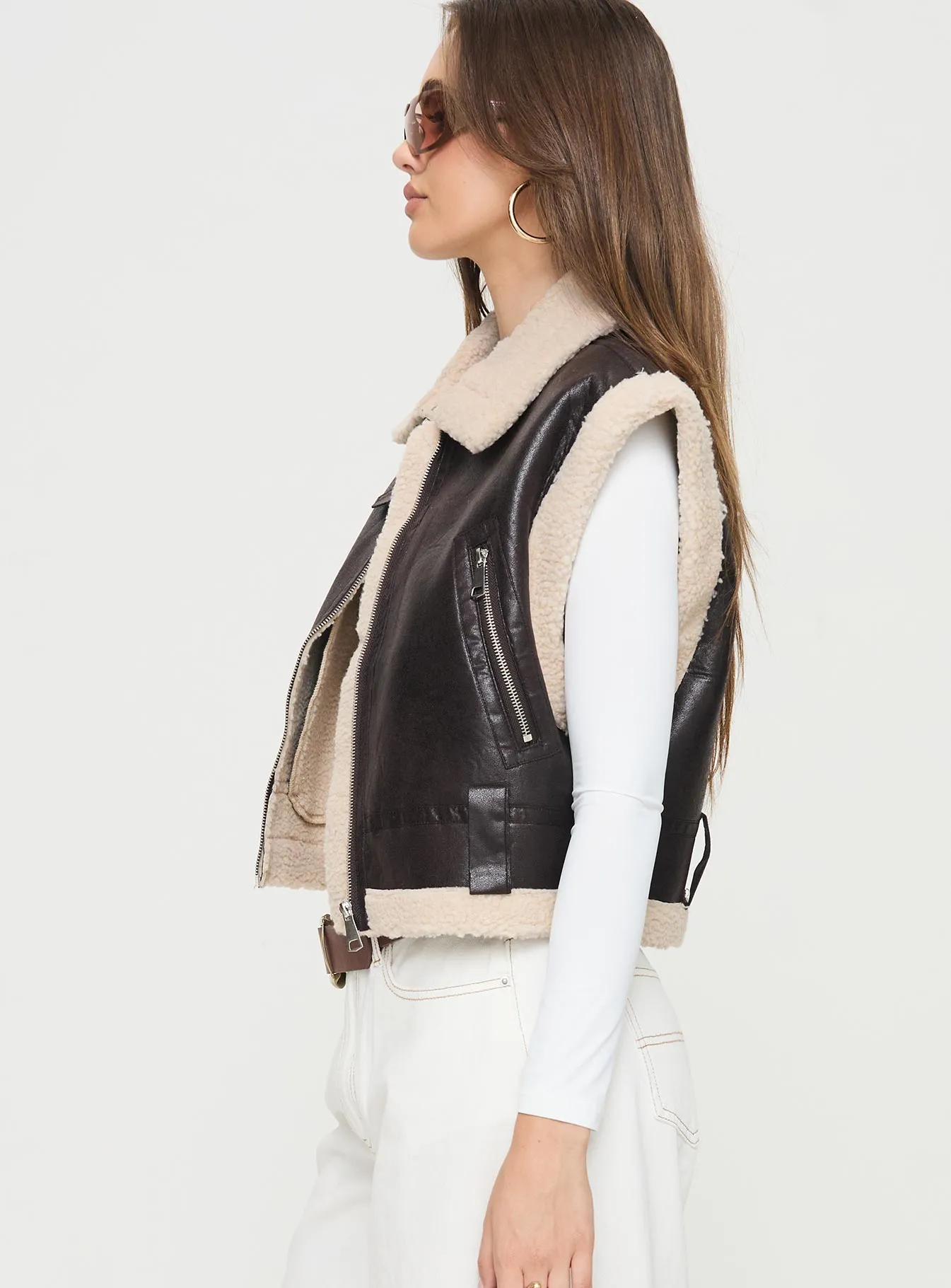 Riga Shearling Vest - Chocolate